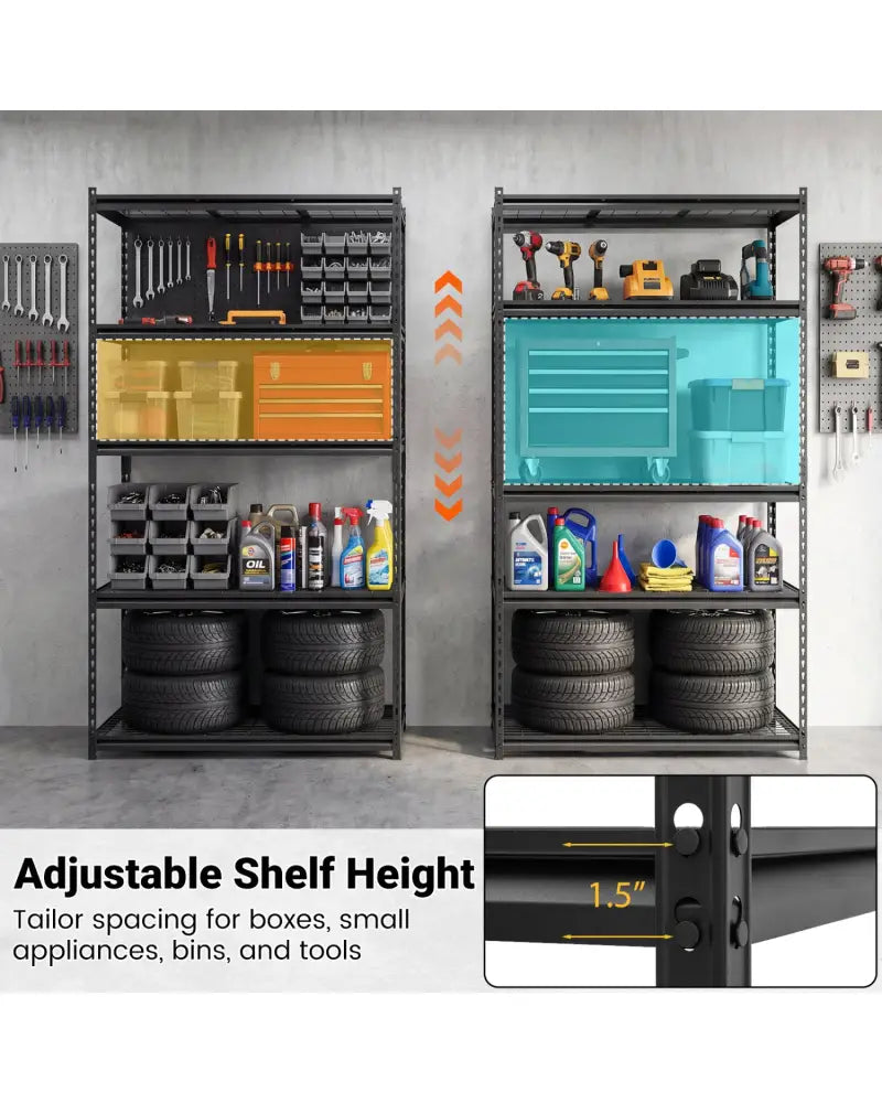 5-Tier Heavy-Duty Metal Shelving Unit with Adjustable Wire Rack Set of 4 - Black - Sheds & Outdoor Storage