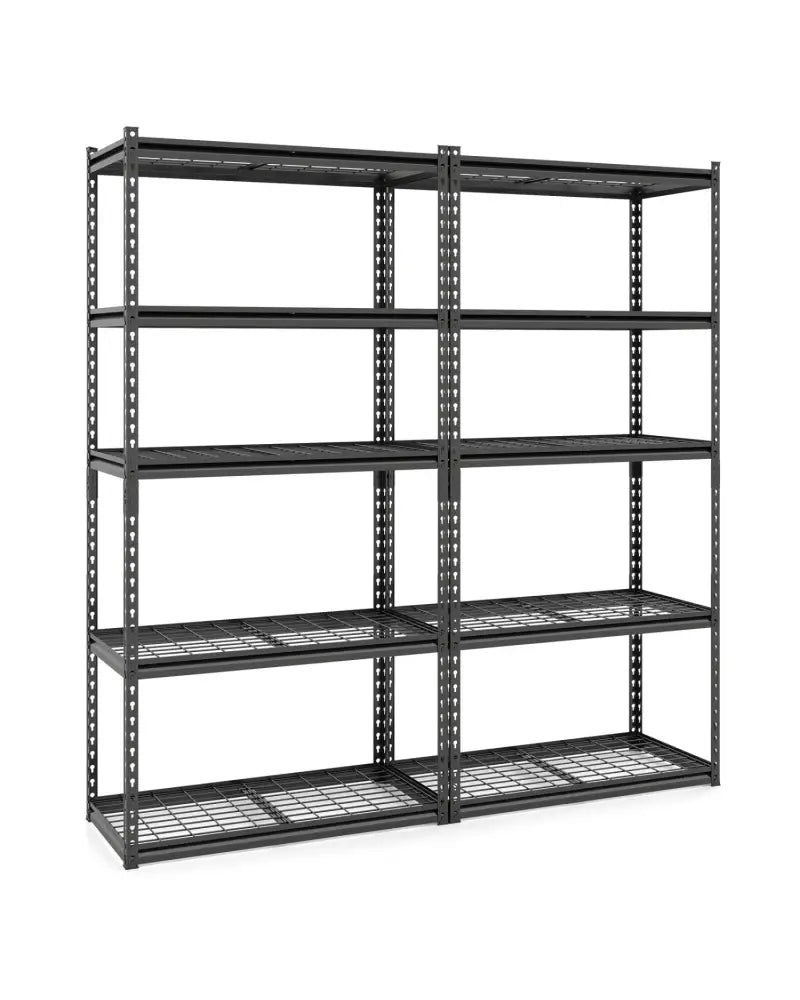 5-Tier Heavy-Duty Metal Shelving Unit with Adjustable Wire Rack Set of 2 - Black - Sheds & Outdoor Storage
