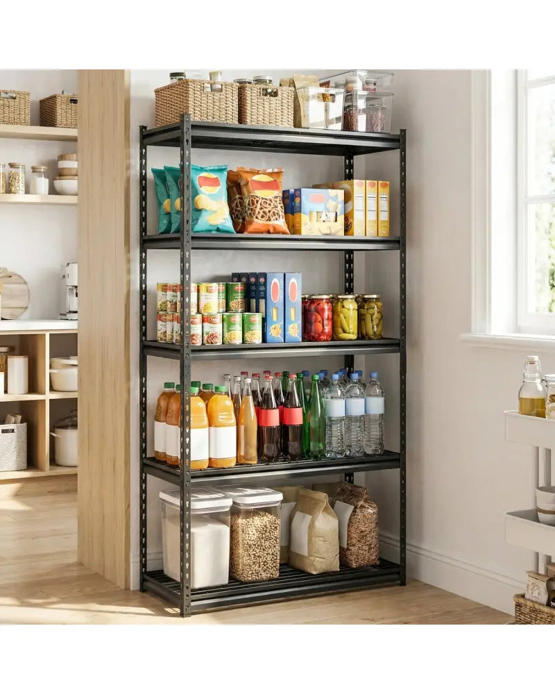 5-Tier Heavy-Duty Metal Shelving Unit with Adjustable Wire Rack Set of 1 - Black - Sheds & Outdoor Storage