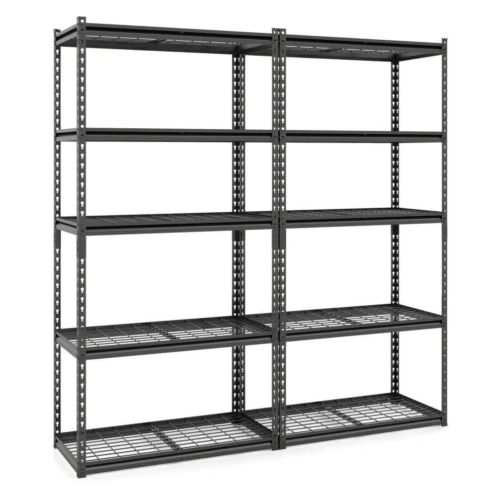 5-Tier Heavy-Duty Metal Shelving Unit with Adjustable Wire Rack Set of 2 - Black - Sheds & Outdoor Storage