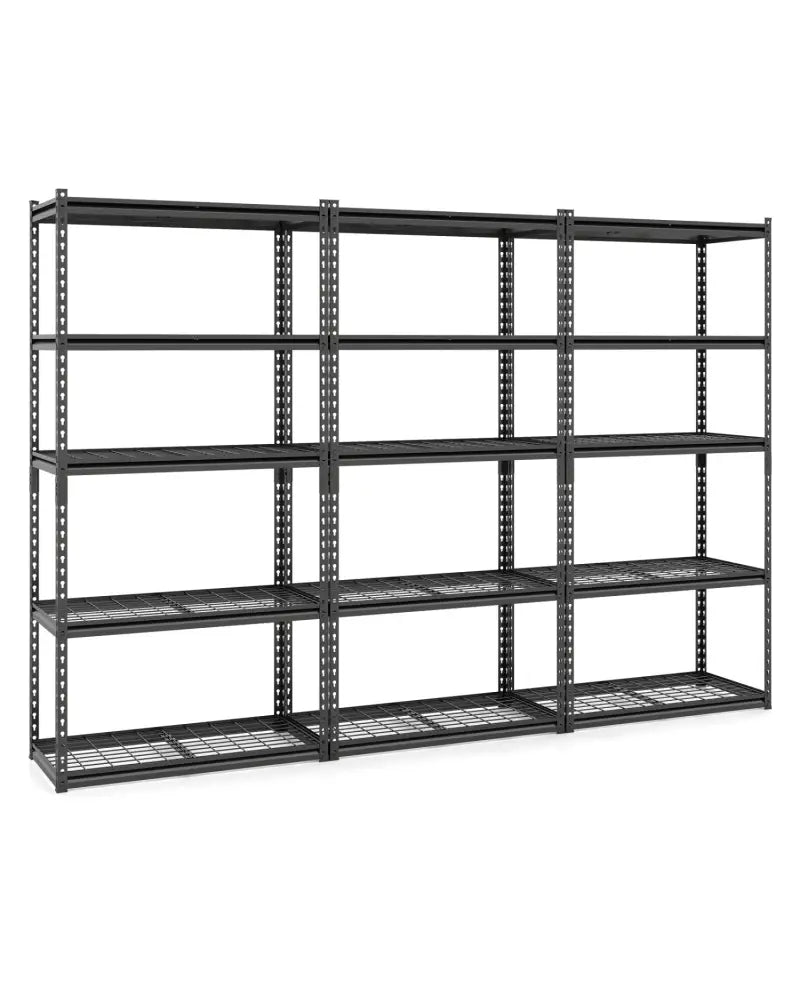5-Tier Heavy-Duty Metal Shelving Unit with Adjustable Wire Rack Set of 3 - Black - Sheds & Outdoor Storage