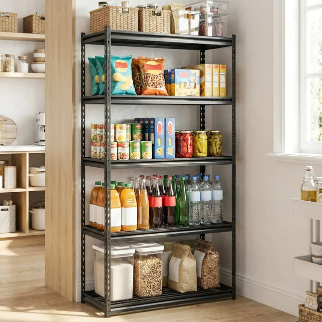 5-Tier Heavy-Duty Metal Shelving Unit with Adjustable Wire Rack Set of 3 - Black - Sheds & Outdoor Storage