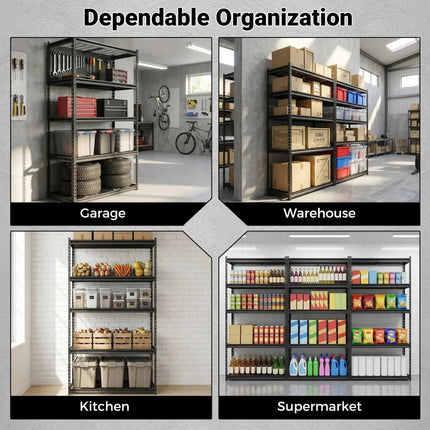 5-Tier Heavy-Duty Metal Shelving Unit with Adjustable Wire Rack Set of 2 - Black - Sheds & Outdoor Storage