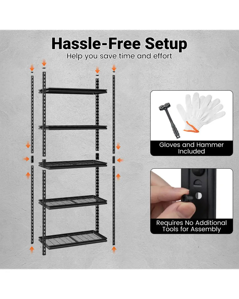 5-Tier Heavy-Duty Metal Shelving Unit with Adjustable Wire Rack Set of 4 - Black - Sheds & Outdoor Storage