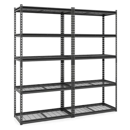 5-Tier Heavy-Duty Metal Shelving Unit with Adjustable Wire Rack Set of 2 - Black - Sheds & Outdoor Storage