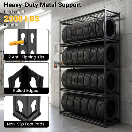 5-Tier Heavy-Duty Metal Shelving Unit with Adjustable Wire Rack Set of 2 - Black - Sheds & Outdoor Storage