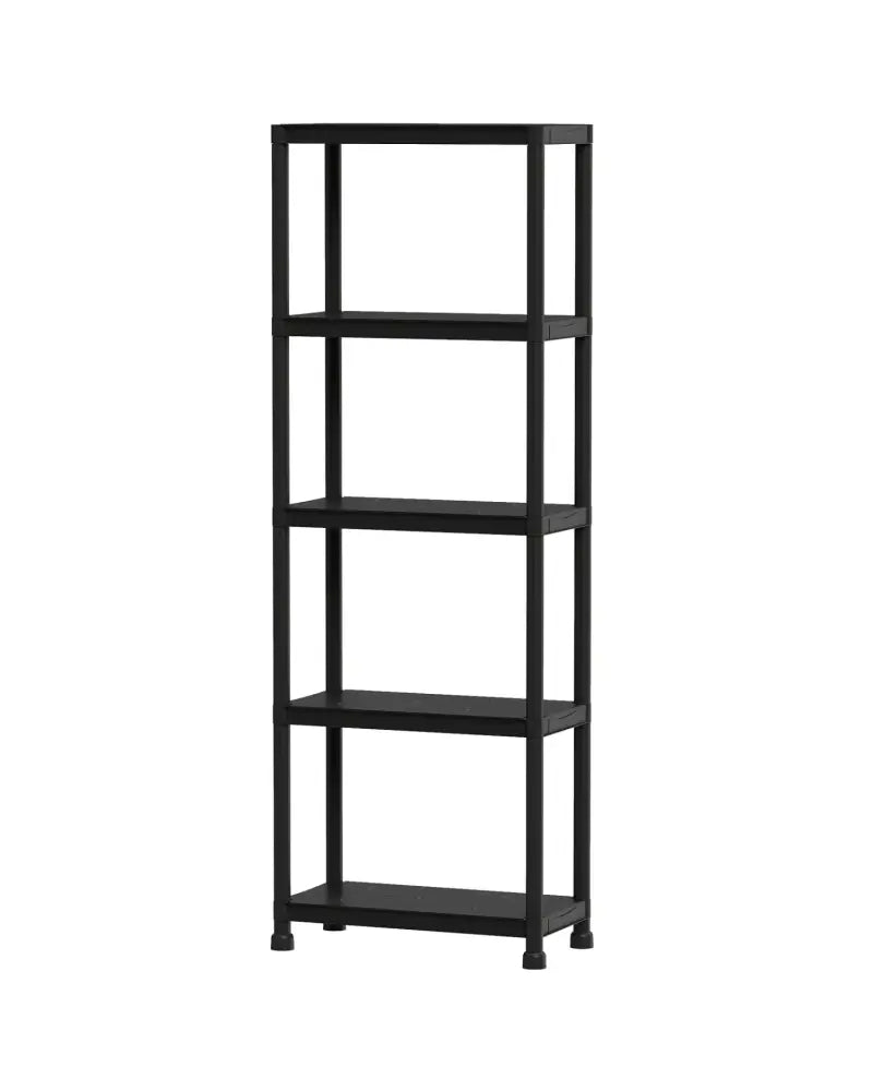 5-Tier Heavy-Duty Plastic Storage Shelves Freestanding Garage Shelving Unit - Black - Garages
