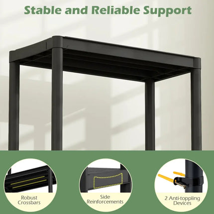 5-Tier Heavy-Duty Plastic Storage Shelves Freestanding Garage Shelving Unit - Black - Garages