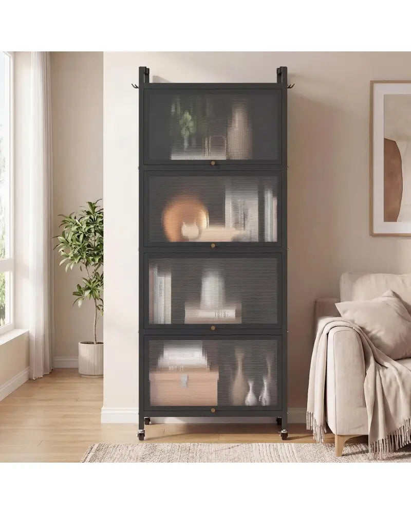 5-Tier Kitchen Baker’s Rack with Flip-up PC Doors-Black - Black - Baker’s Racks