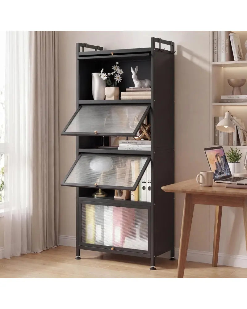 5-Tier Kitchen Baker’s Rack with Flip-up PC Doors-Black - Black - Baker’s Racks