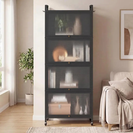 5 - Tier Kitchen Baker's Rack with Flip - up PC Doors - Black - Oasis Home Essentials