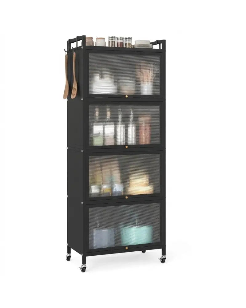 5-Tier Kitchen Baker’s Rack with Flip-up PC Doors-Black - Black - Baker’s Racks