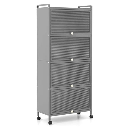 5 - Tier Kitchen Baker's Rack with Flip - up PC Doors - Gray - Oasis Home Essentials
