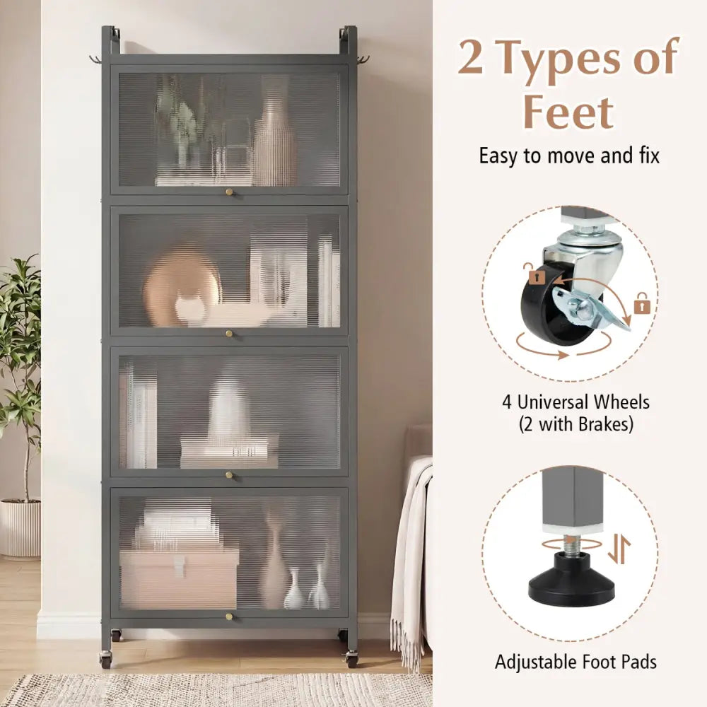 5-Tier Kitchen Baker’s Rack with Flip-up PC Doors-Gray - Gray - Baker’s Racks