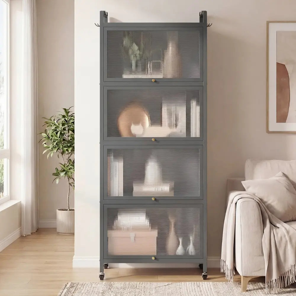 5-Tier Kitchen Baker’s Rack with Flip-up PC Doors-Gray - Gray - Baker’s Racks