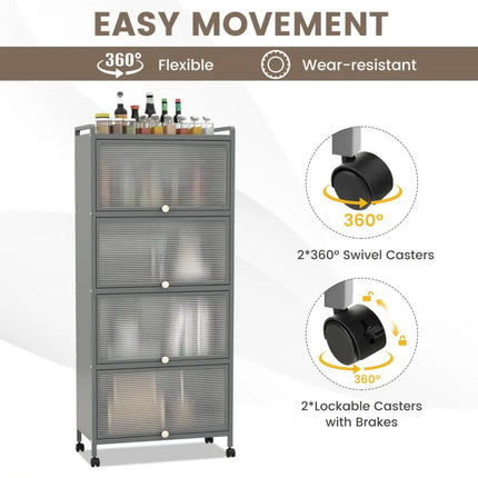 5 - Tier Kitchen Baker's Rack with Flip - up PC Doors - Gray - Oasis Home Essentials