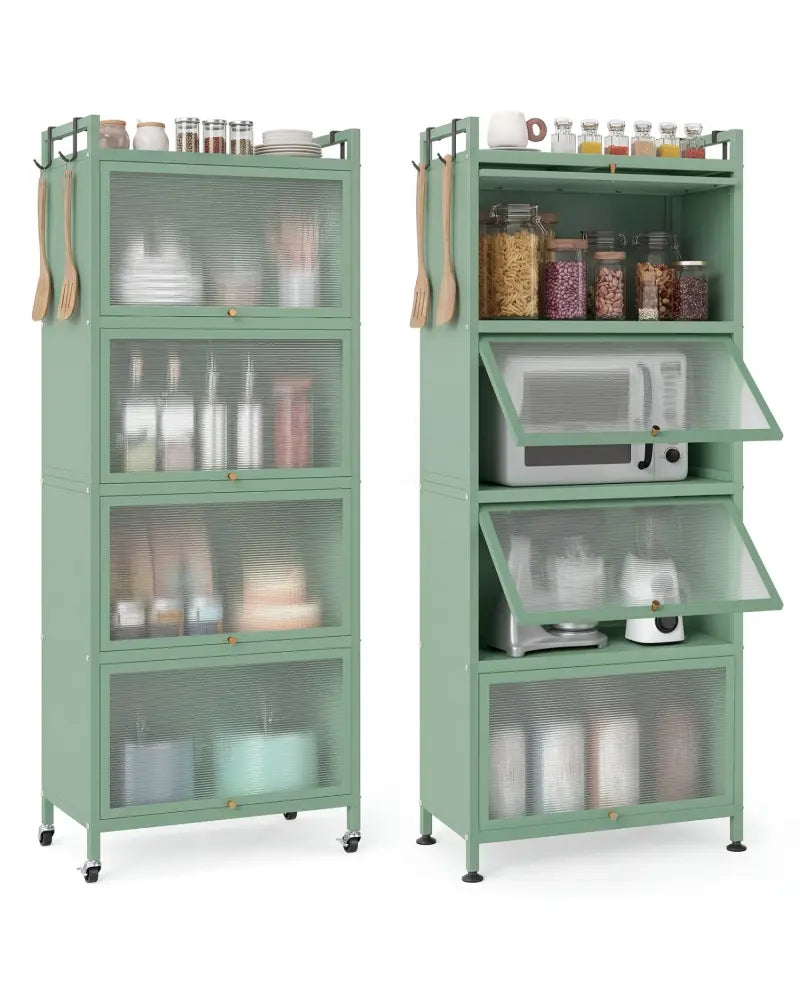 5-Tier Kitchen Baker’s Rack with Flip-up PC Doors-Green - Green - Baker’s Racks