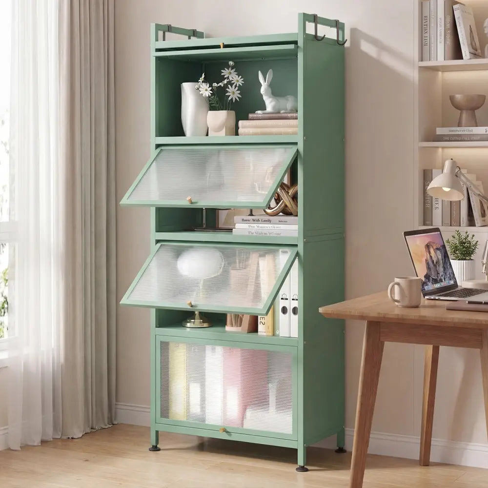 5-Tier Kitchen Baker’s Rack with Flip-up PC Doors-Green - Green - Baker’s Racks