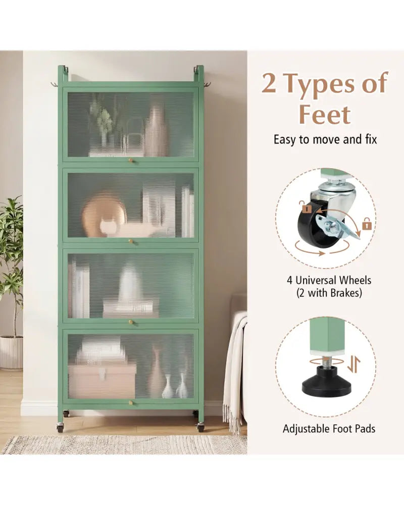 5-Tier Kitchen Baker’s Rack with Flip-up PC Doors-Green - Green - Baker’s Racks