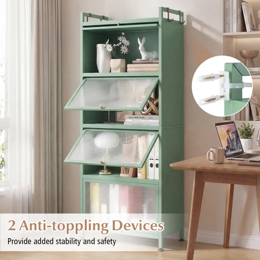 5-Tier Kitchen Baker’s Rack with Flip-up PC Doors-Green - Green - Baker’s Racks