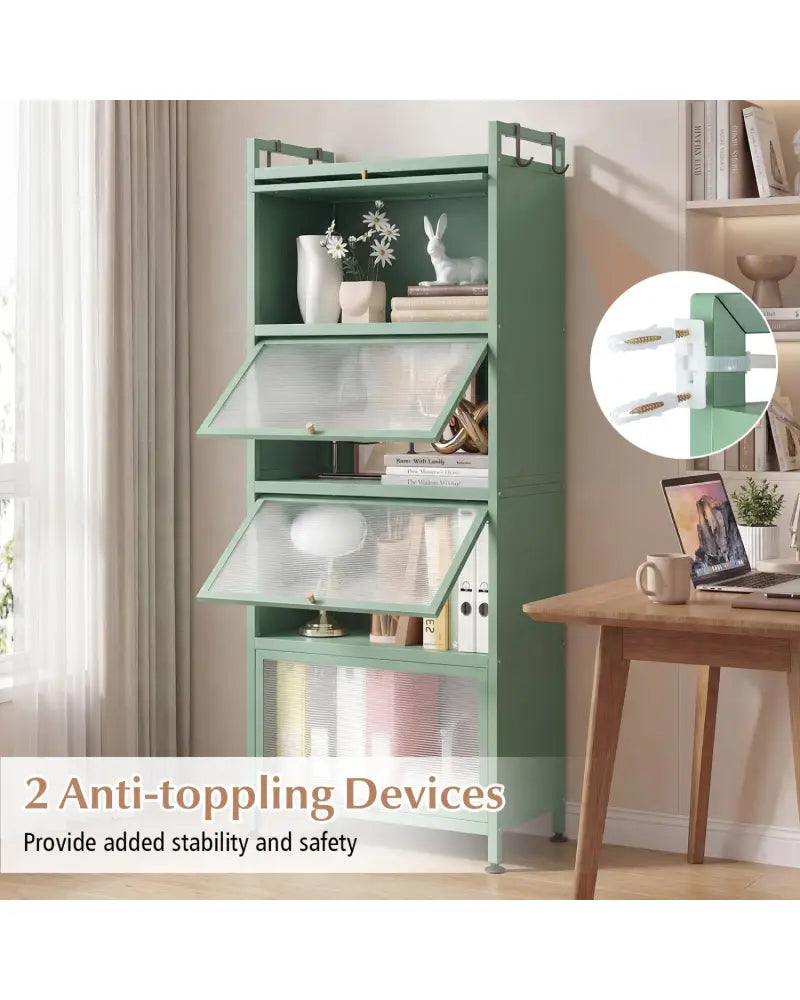 5-Tier Kitchen Baker’s Rack with Flip-up PC Doors-Green - Green - Baker’s Racks