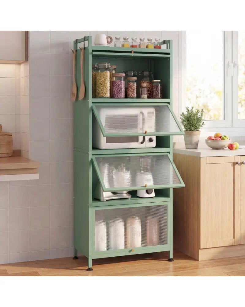 5-Tier Kitchen Baker’s Rack with Flip-up PC Doors-Green - Green - Baker’s Racks