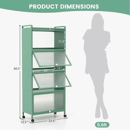 5 - Tier Kitchen Baker's Rack with Flip - up PC Doors - Green - Oasis Home Essentials