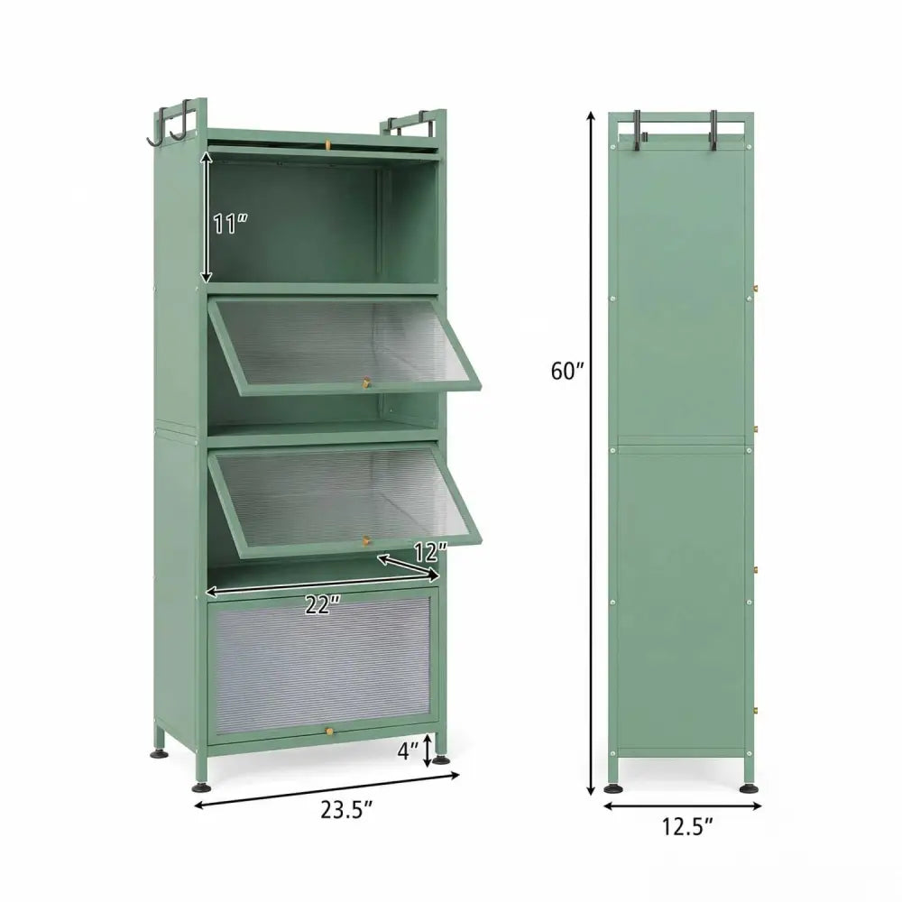 5-Tier Kitchen Baker’s Rack with Flip-up PC Doors-Green - Green - Baker’s Racks