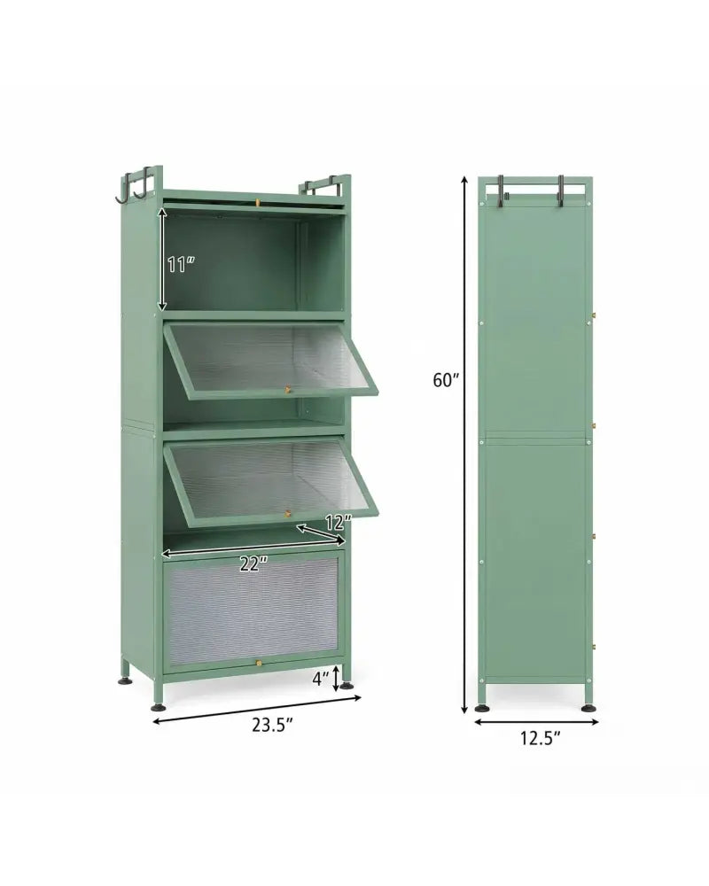 5-Tier Kitchen Baker’s Rack with Flip-up PC Doors-Green - Green - Baker’s Racks