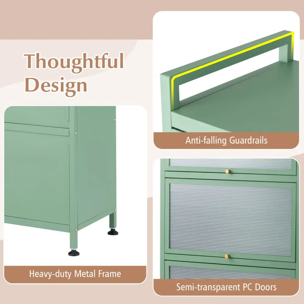 5-Tier Kitchen Baker’s Rack with Flip-up PC Doors-Green - Green - Baker’s Racks