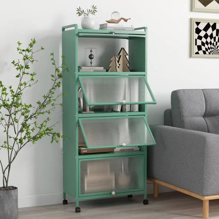 5 - Tier Kitchen Baker's Rack with Flip - up PC Doors - Green - Oasis Home Essentials