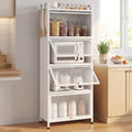 5-Tier Kitchen Baker’s Rack with Flip-up PC Doors-White - White - Baker’s Racks