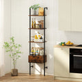 5-Tier Ladder Bookcase with Drawer and Metal Frame for Study Home Office-Rustic Brown - Rustic Brown - Bookcases