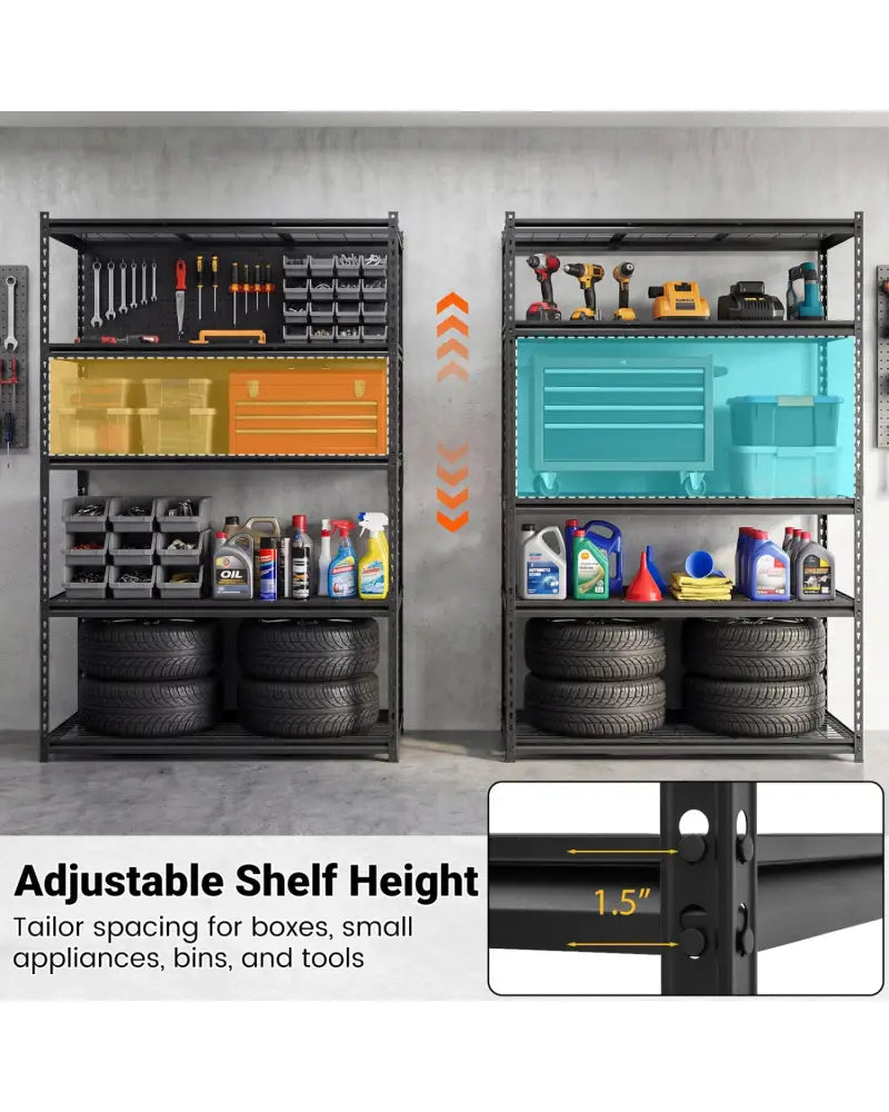 5-Tier Metal Shelving Unit 2000 lbs Capacity with Adjustable Wire Racks Set of 3 - Black - Garages