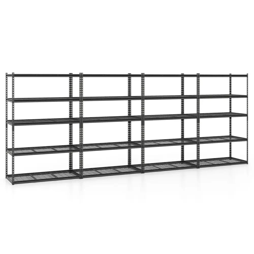 5-Tier Metal Shelving Unit 2000 lbs Capacity with Adjustable Wire Racks Set of 4 - Black - Garages
