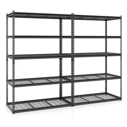 5-Tier Metal Shelving Unit 2000 lbs Capacity with Adjustable Wire Racks Set of 2 - Black - Garages