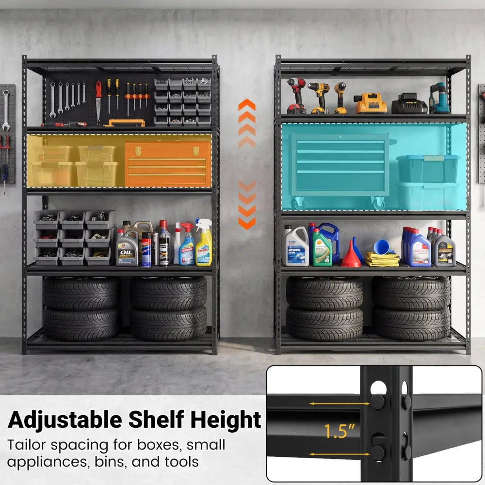 5-Tier Metal Shelving Unit 2000 lbs Capacity with Adjustable Wire Racks Set of 3 - Black - Garages