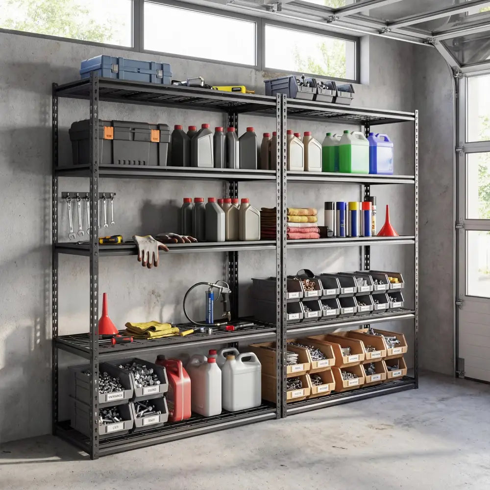 5-Tier Metal Shelving Unit 2000 lbs Capacity with Adjustable Wire Racks Set of 1 - Black - Garages