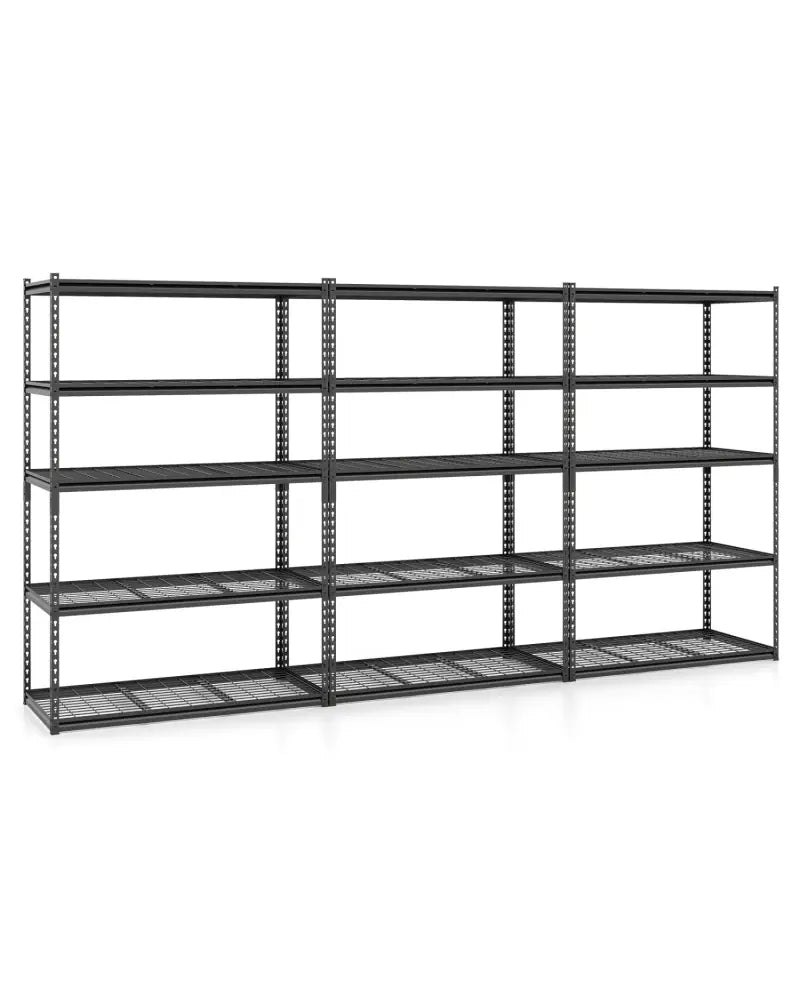 5-Tier Metal Shelving Unit 2000 lbs Capacity with Adjustable Wire Racks Set of 3 - Black - Garages