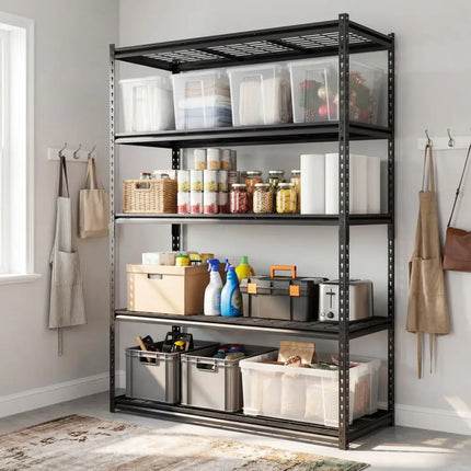 5-Tier Metal Shelving Unit 2000 lbs Capacity with Adjustable Wire Racks Set of 2 - Black - Garages