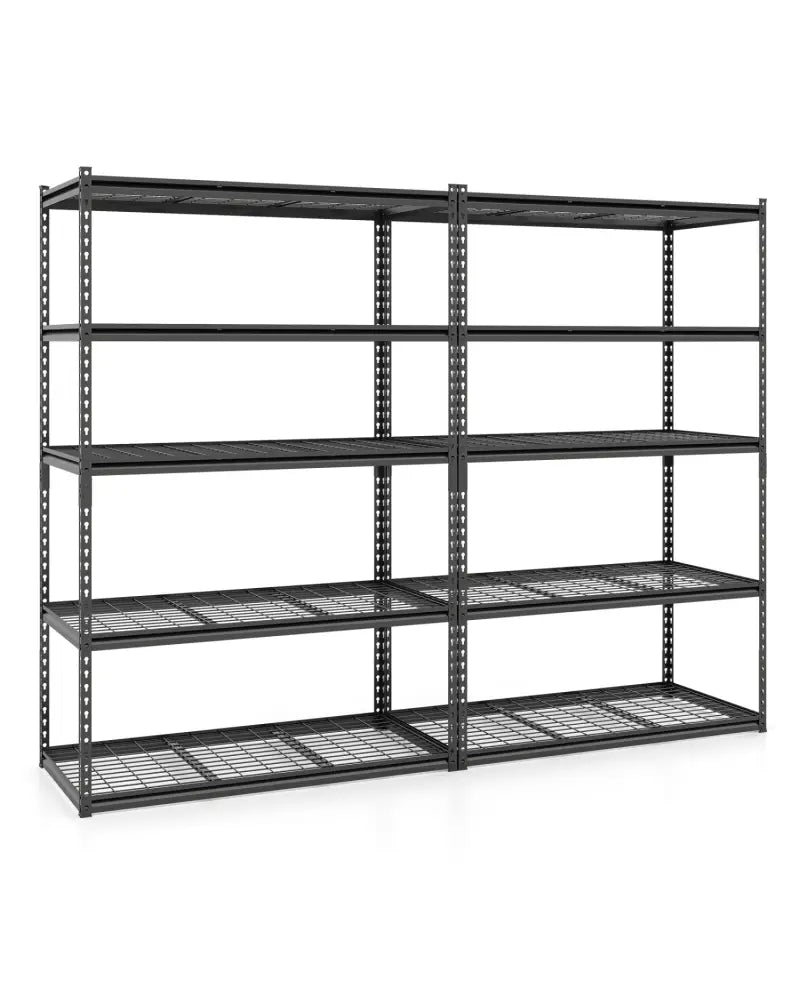 5-Tier Metal Shelving Unit 2000 lbs Capacity with Adjustable Wire Racks Set of 2 - Black - Garages