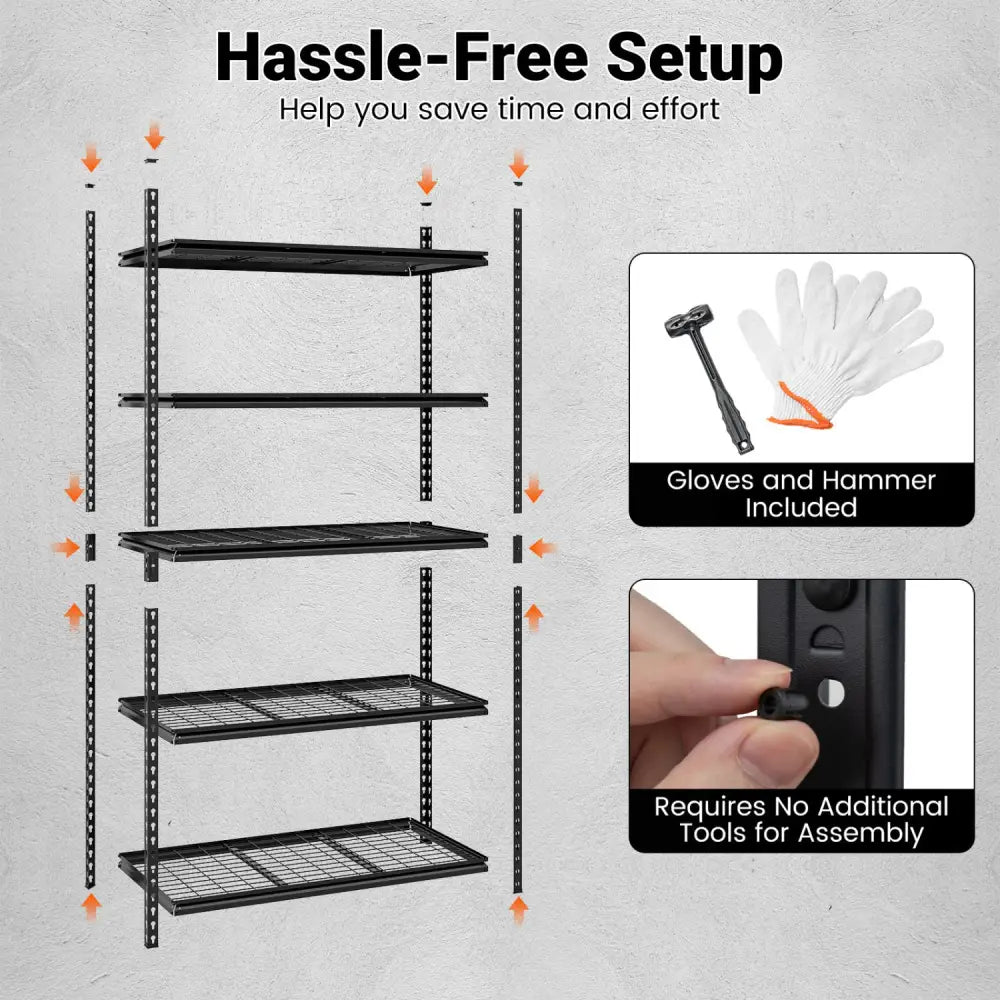 5-Tier Metal Shelving Unit 2000 lbs Capacity with Adjustable Wire Racks Set of 3 - Black - Garages