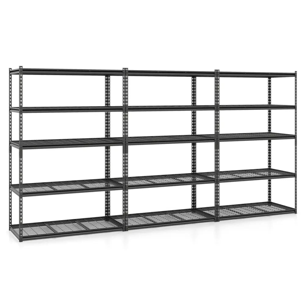 5-Tier Metal Shelving Unit 2000 lbs Capacity with Adjustable Wire Racks Set of 3 - Black - Garages