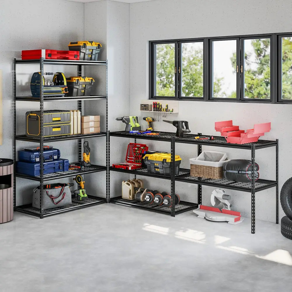 5-Tier Metal Shelving Unit 2000 lbs Capacity with Adjustable Wire Racks Set of 3 - Black - Garages