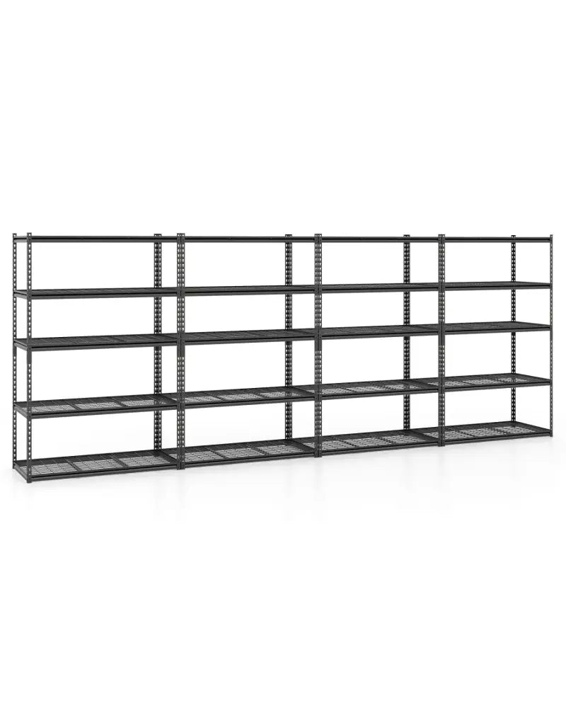 5-Tier Metal Shelving Unit 2000 lbs Capacity with Adjustable Wire Racks Set of 4 - Black - Garages