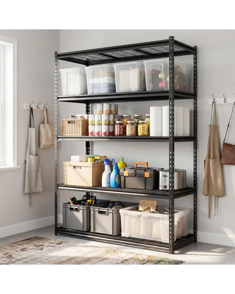 5-Tier Metal Shelving Unit 2000 lbs Capacity with Adjustable Wire Racks Set of 4 - Black - Garages