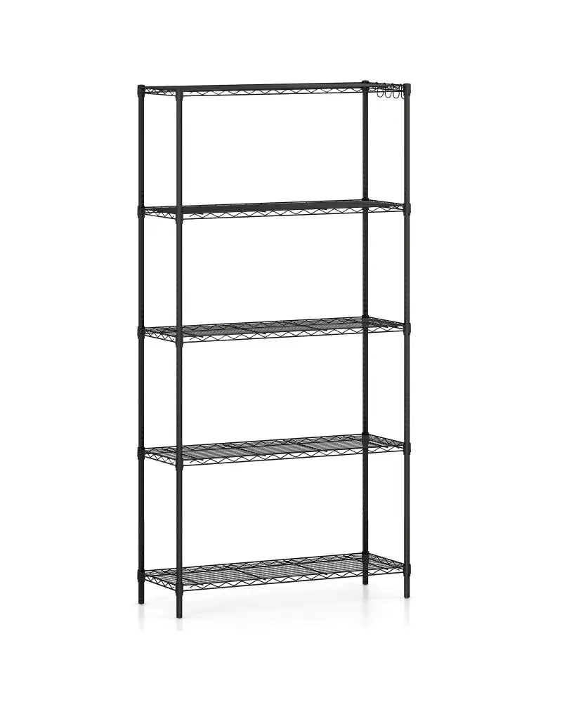 5-Tier Metal Storage Shelving Unit with V-Shaped Wire Rack and 1250 LBS Capacity-Black - Black - Garages