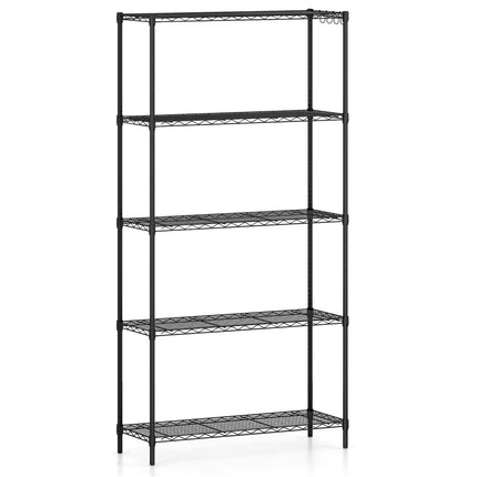 5-Tier Metal Storage Shelving Unit with V-Shaped Wire Rack and 1250 LBS Capacity-Black - Black - Garages