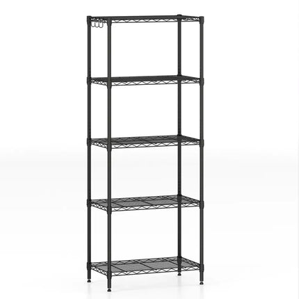 5-Tier Metal Storage Shelving Unit with V-Shaped Wire Rack and 750 LBS Capacity-Black - Black - Garages