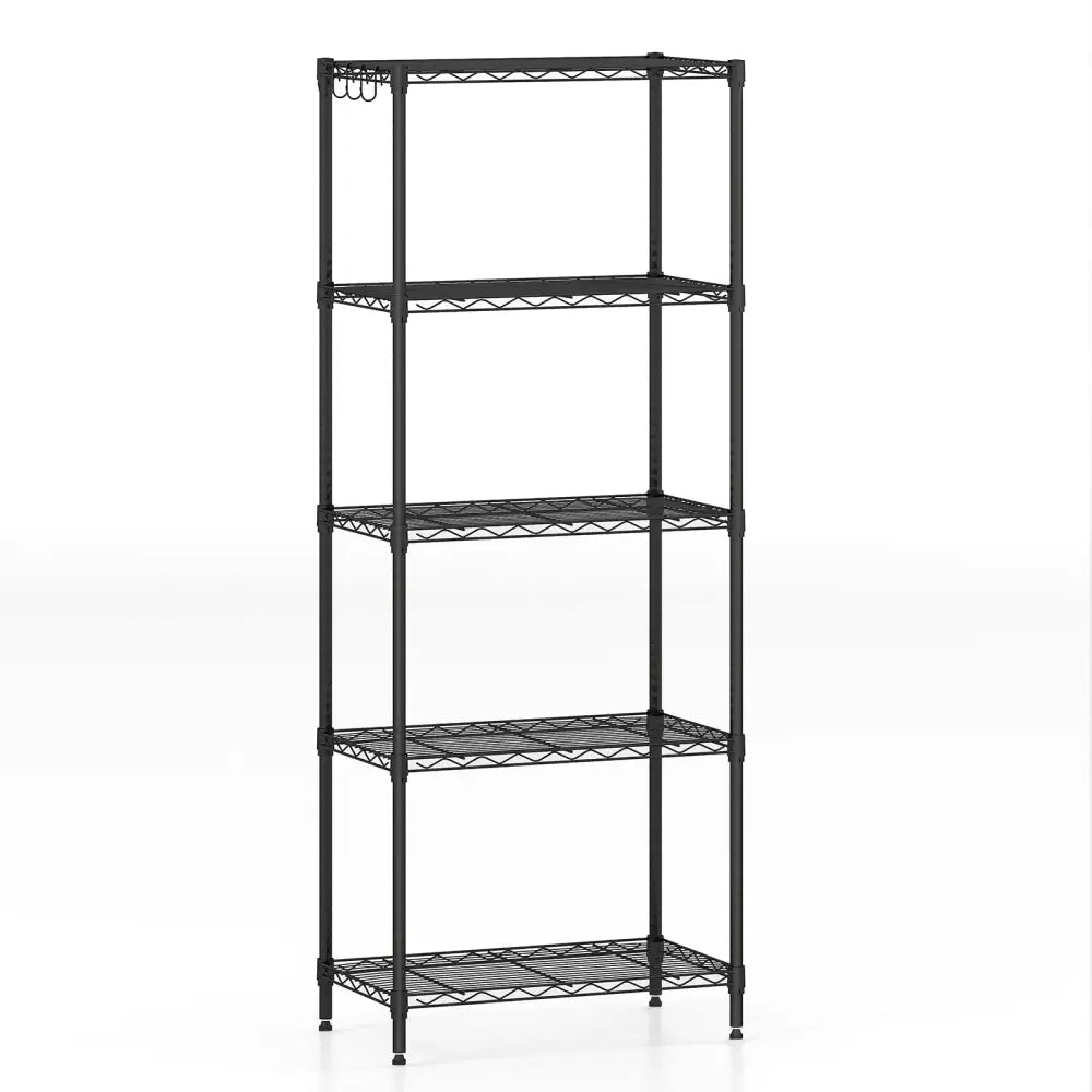 5-Tier Metal Storage Shelving Unit with V-Shaped Wire Rack and 750 LBS Capacity-Black - Black - Garages